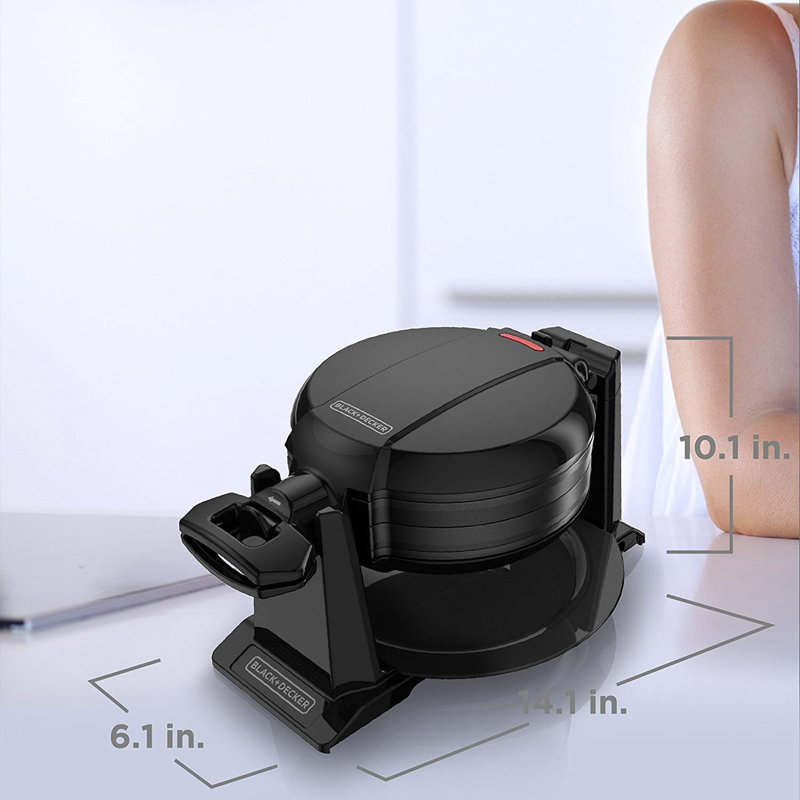 Black + Decker Rotating Waffle Maker with Dual Cooking Plates, Black